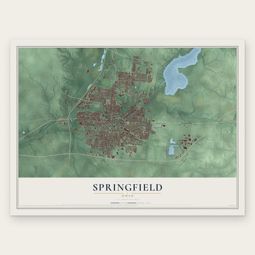 Springfield, Ohio map print, the full design
