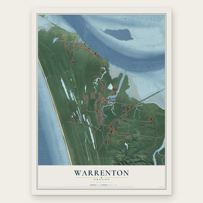 Warrenton, Oregon map print, the full design