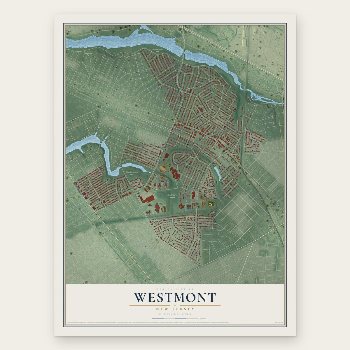 Westmont, New Jersey map print, the full design