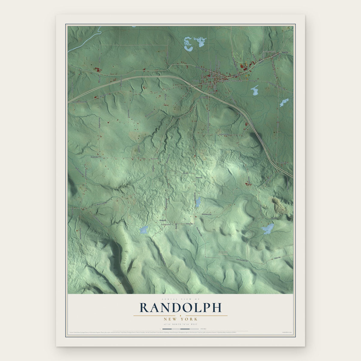 Randolph, New York map print, the full design
