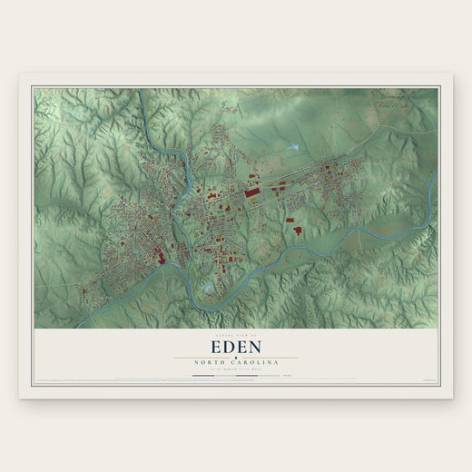 Eden, North Carolina map print, the full design