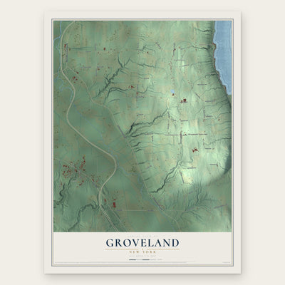 Groveland, New York map print, the full design