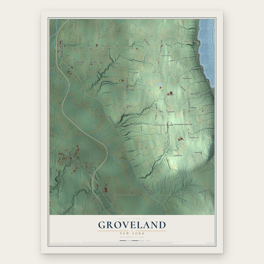 Groveland, New York map print, the full design