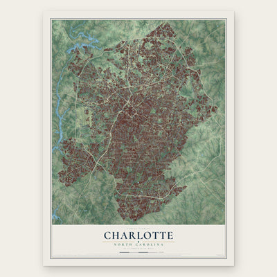 Charlotte, North Carolina map print, the full design