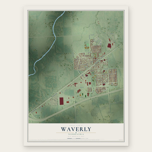 Waverly, Nebraska map print, the full design