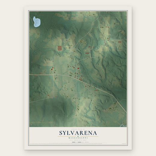 Sylvarena, Mississippi map print, the full design