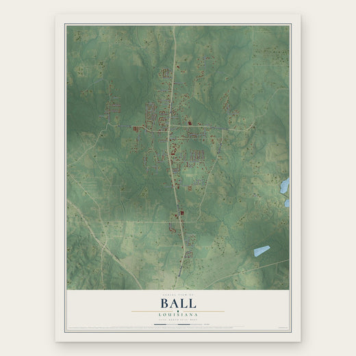 Ball, Louisiana map print, the full design