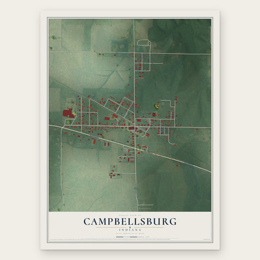 Campbellsburg, Indiana map print, the full design