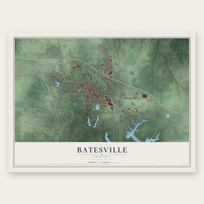 Batesville, Indiana map print, the full design