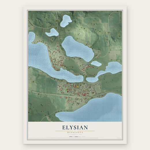 Elysian, Minnesota map print, the full design