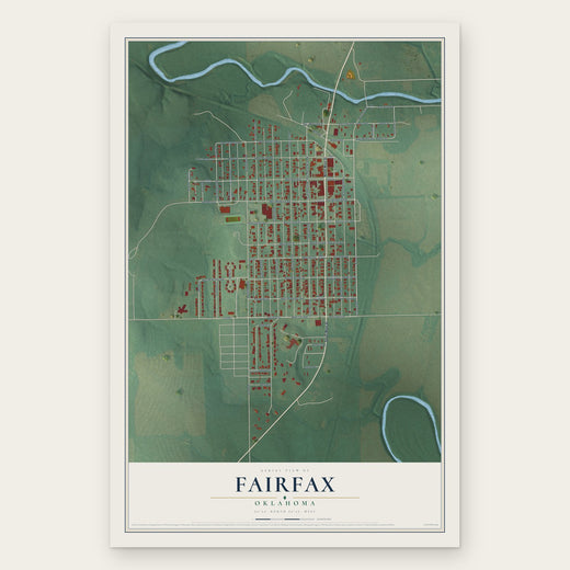 Fairfax, Oklahoma map print, the full design
