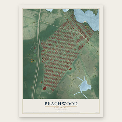 Beachwood, New Jersey map print, the full design