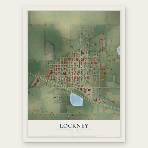 Lockney, Texas map print, the full design