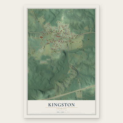 Kingston, Georgia map print, the full design