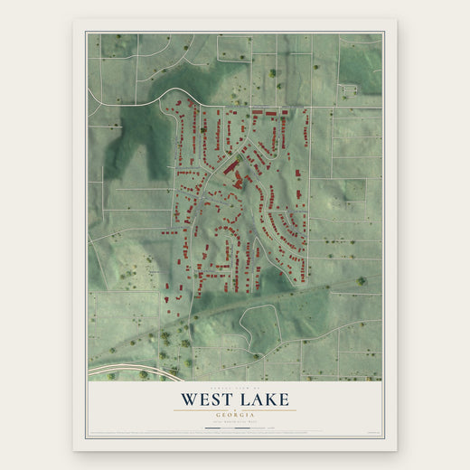 West Lake, Georgia map print, the full design