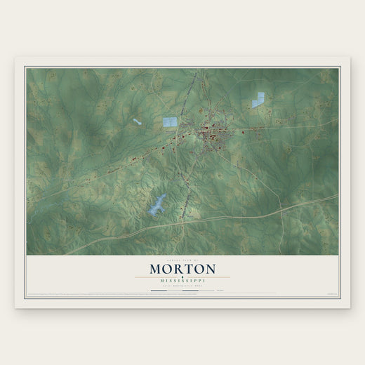 Morton, Mississippi map print, the full design