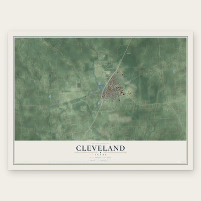Cleveland, Texas map print, the full design