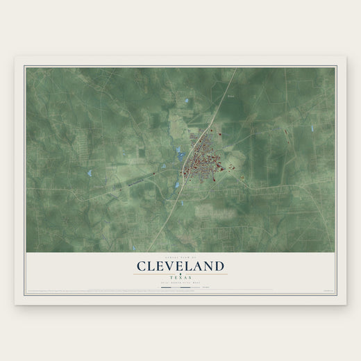Cleveland, Texas map print, the full design