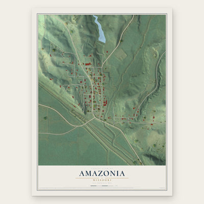 Amazonia, Missouri map print, the full design