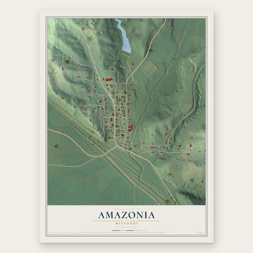 Amazonia, Missouri map print, the full design
