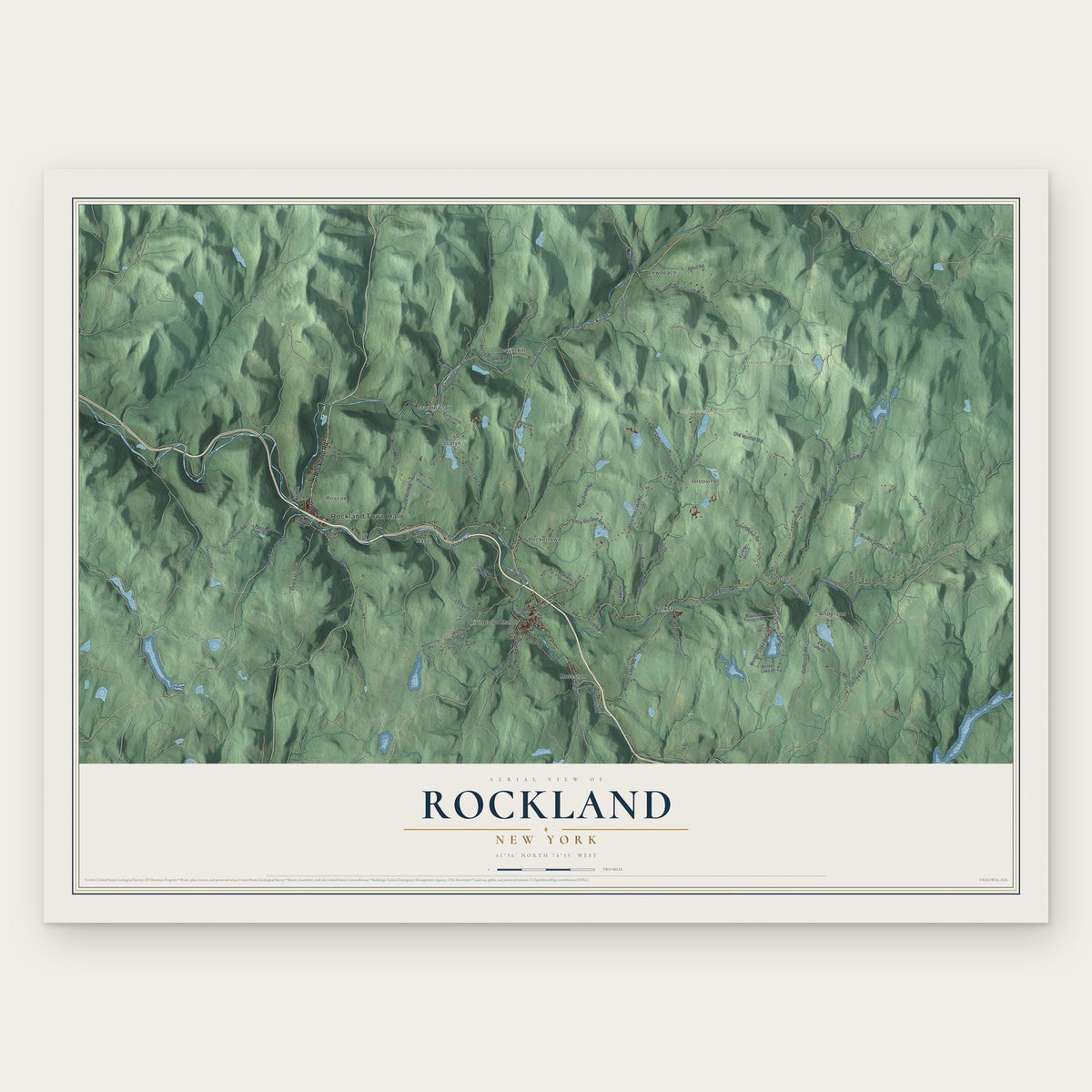 Rockland, New York map print, the full design
