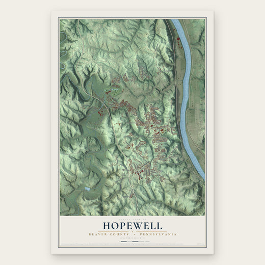 Hopewell, Beaver County, Pennsylvania map print, the full design