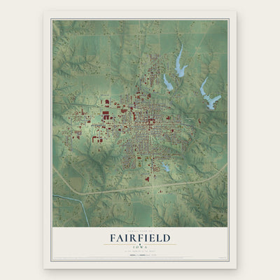Fairfield, Iowa map print, the full design