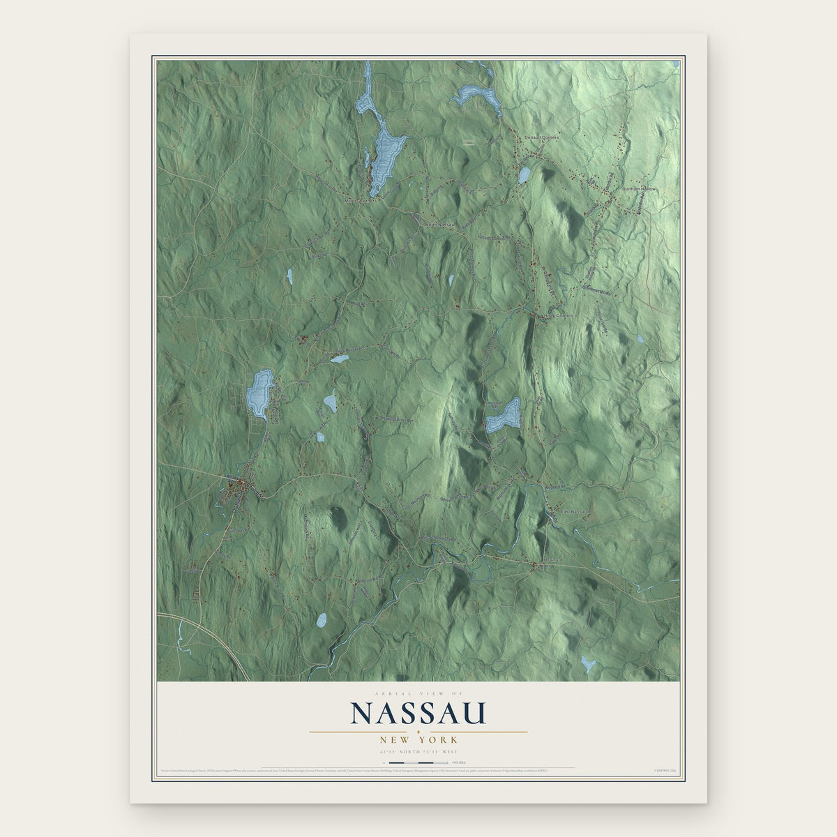 Nassau, New York map print, the full design