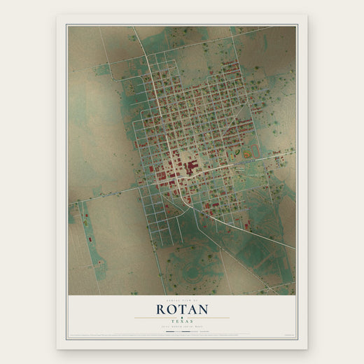 Rotan, Texas map print, the full design