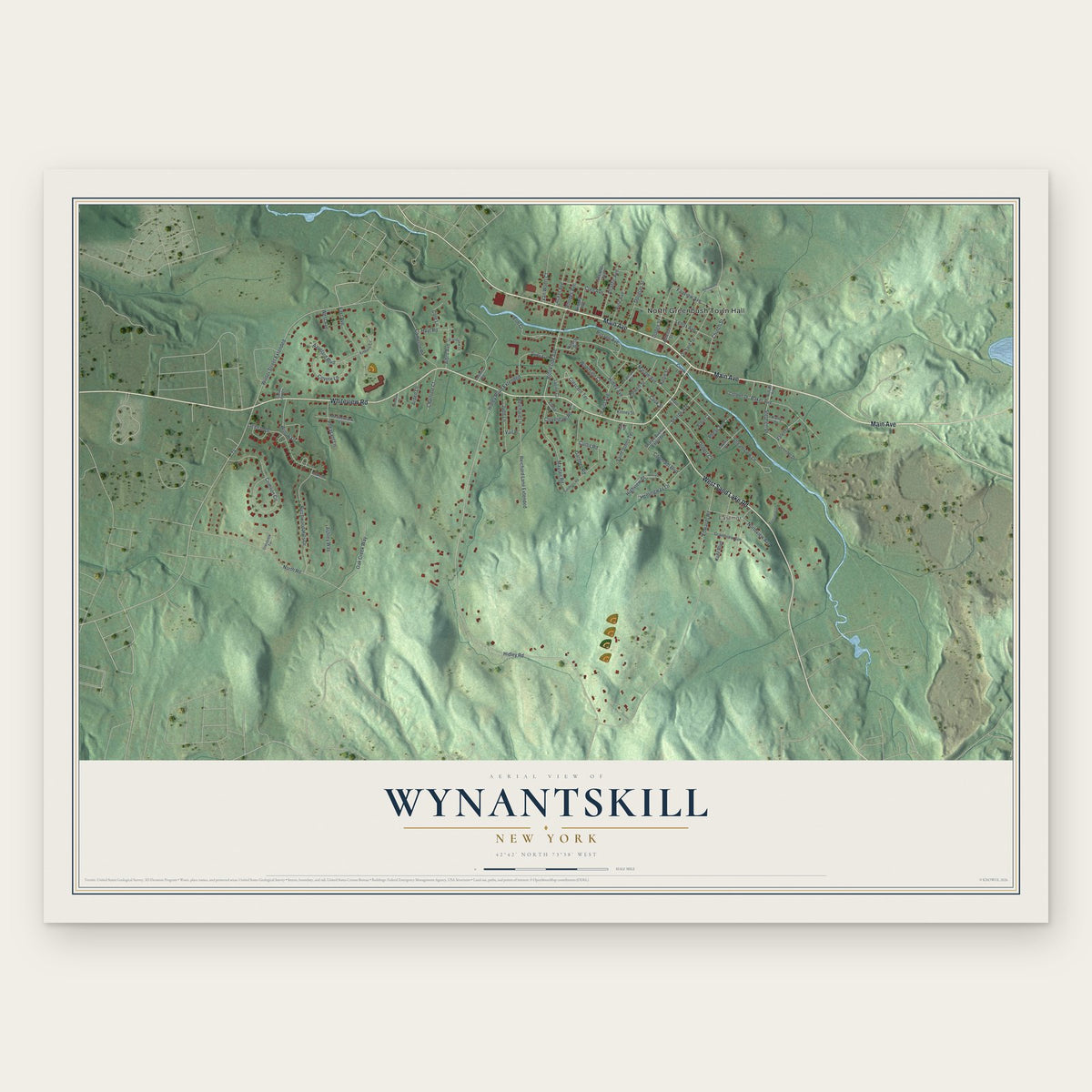 Wynantskill, New York map print, the full design