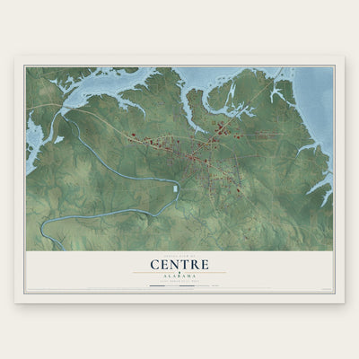 Centre, Alabama map print, the full design