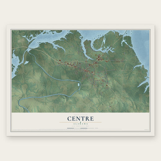 Centre, Alabama map print, the full design