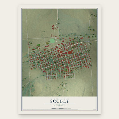 Scobey, Montana map print, the full design