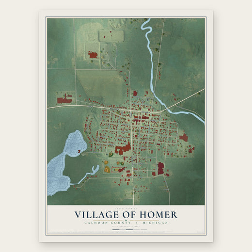 Homer, Michigan map print, the full design