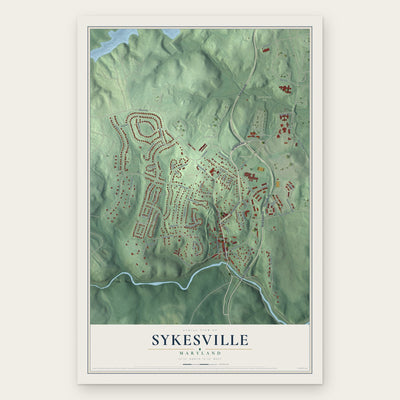 Sykesville, Maryland map print, the full design
