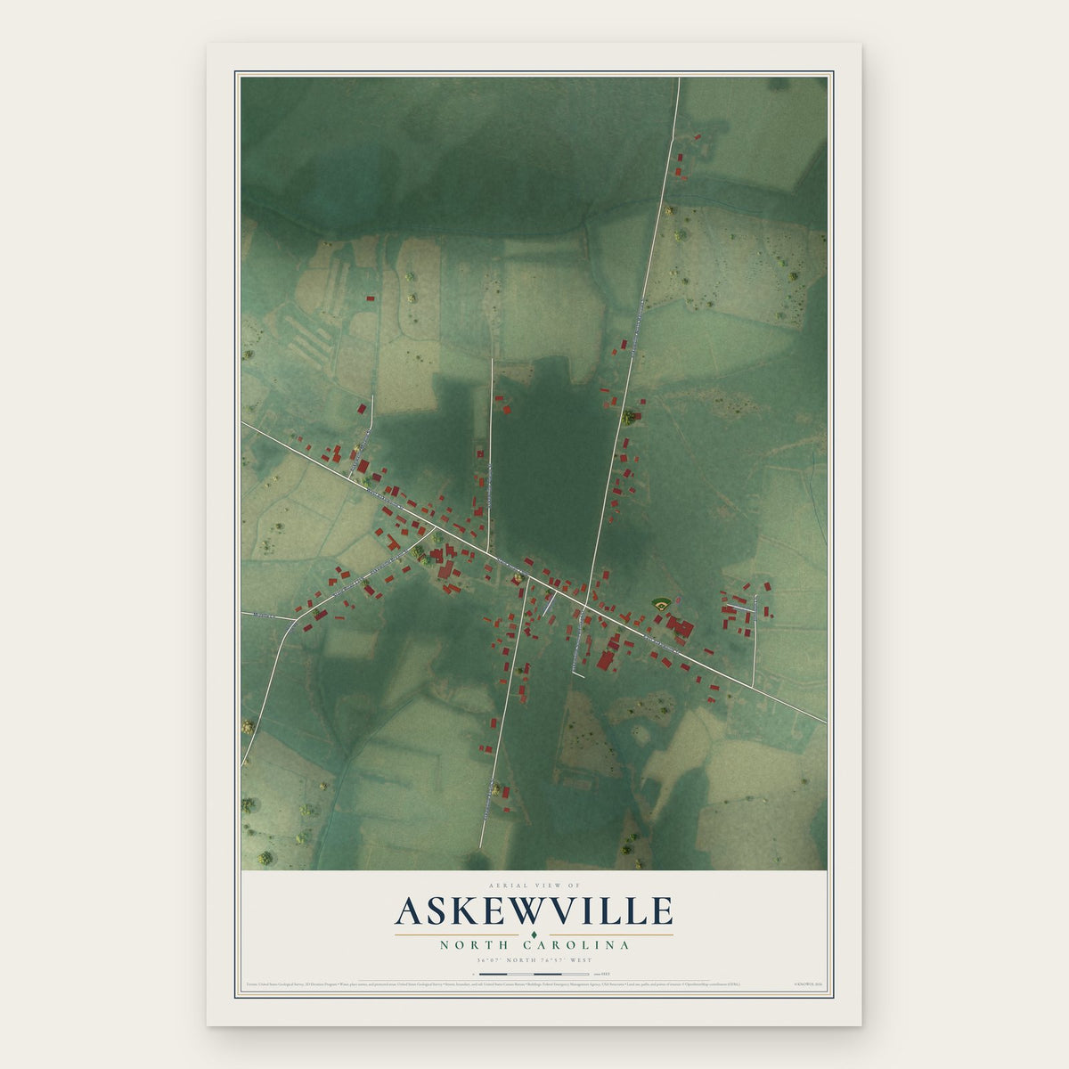 Askewville, North Carolina map print, the full design