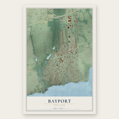 Bayport, New York map print, the full design