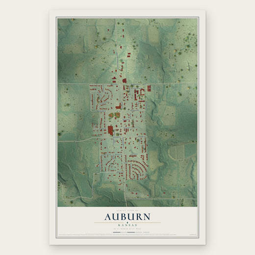 Auburn, Kansas map print, the full design