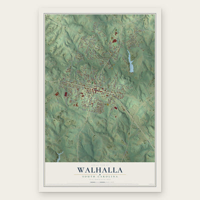 Walhalla, South Carolina map print, the full design