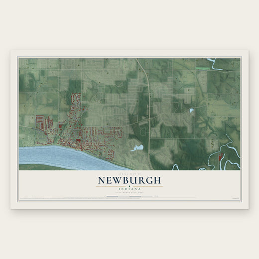 Newburgh, Indiana map print, the full design