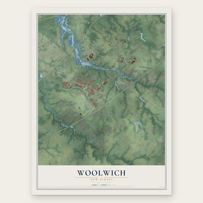 Woolwich, New Jersey map print, the full design