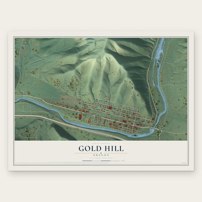 Gold Hill, Oregon map print, the full design