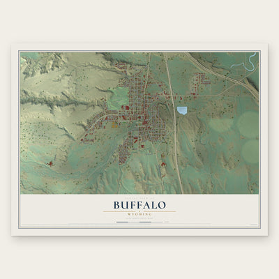 Buffalo, Wyoming map print, the full design