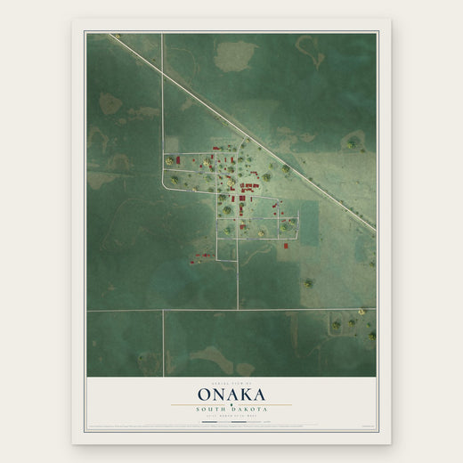 Onaka, South Dakota map print, the full design