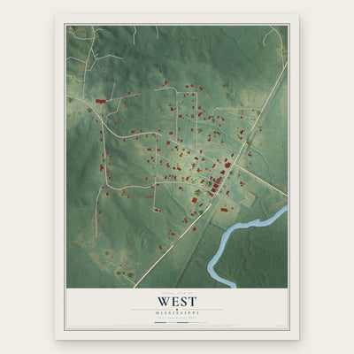 West, Mississippi map print, the full design