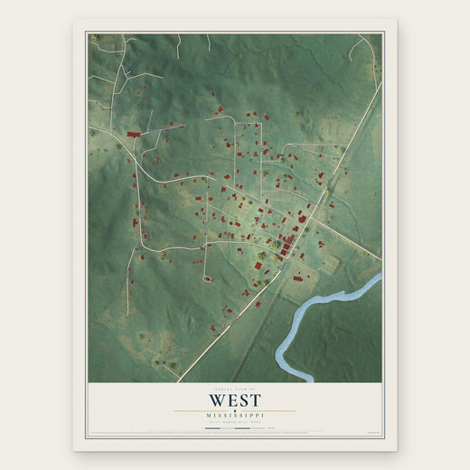 West, Mississippi map print, the full design