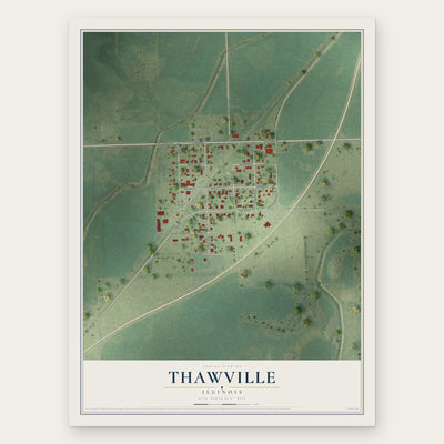 Thawville, Illinois map print, the full design