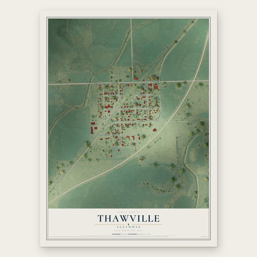 Thawville, Illinois map print, the full design
