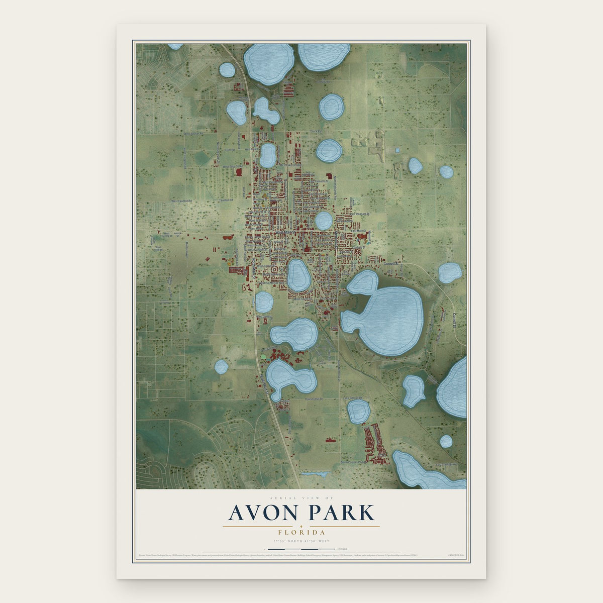 Avon Park, Florida map print, the full design