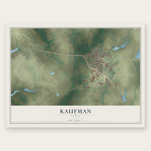Kaufman, Texas map print, the full design